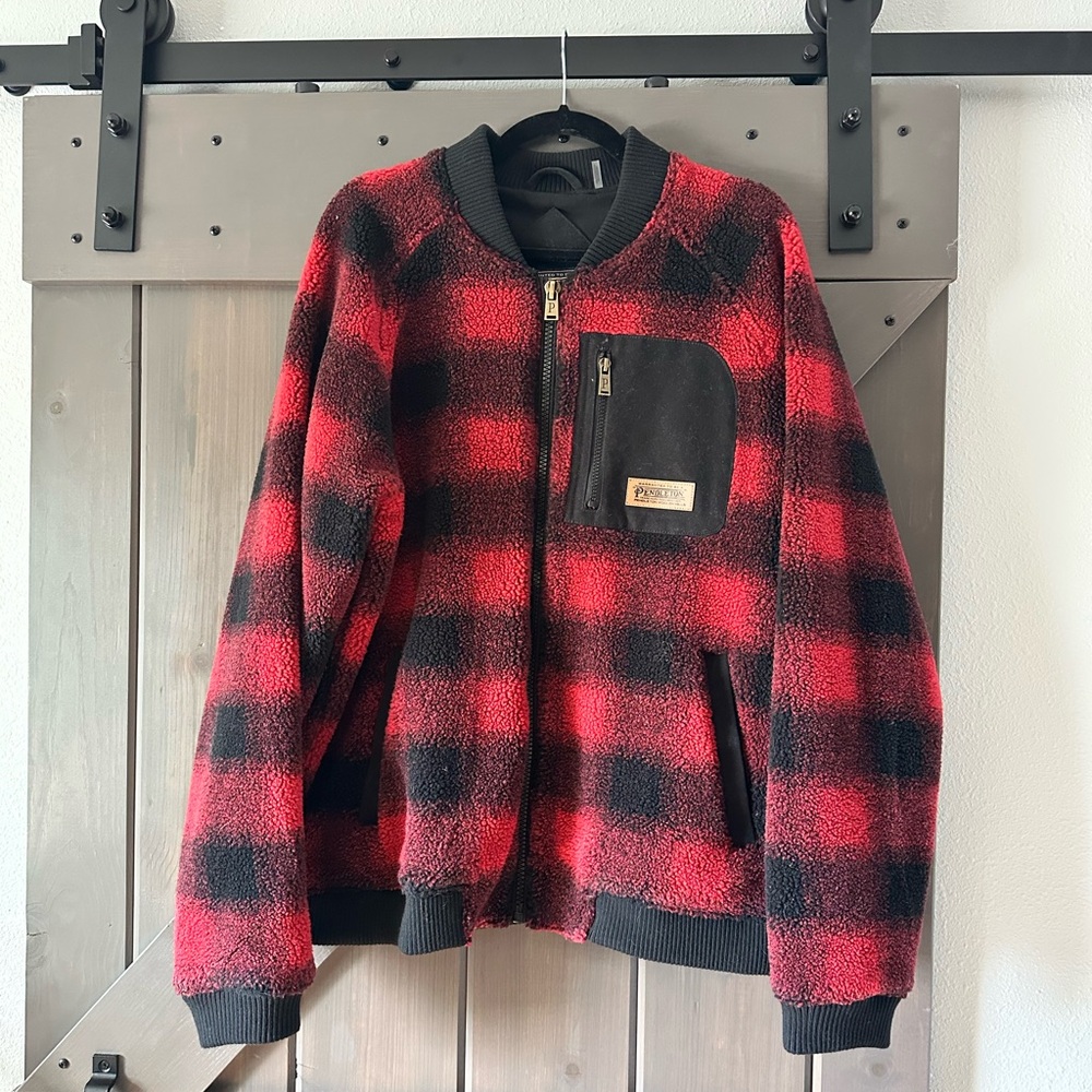 Pendleton Red Buffalo Check Lodgepine Sherpa Flee… - image 1